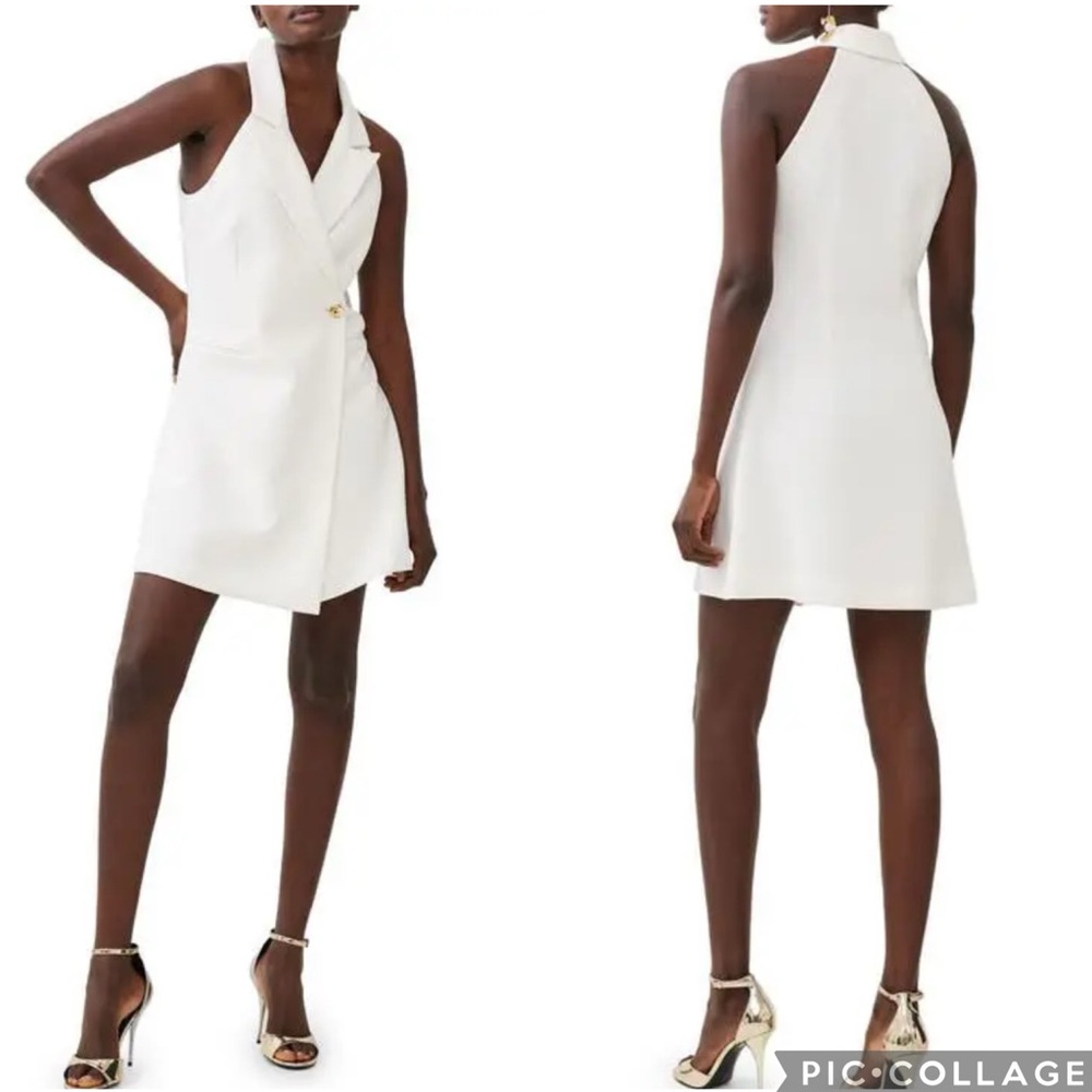 French Connection White Halter Blazer-Style Mini Dress